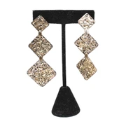 925 Ayar Gümüş Kare Buruşuk Üçlü Küpe thumbnail 2