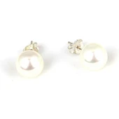 925 Ayar Gümüş Arkalıklı İnci Top Küpe thumbnail 2