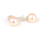 925 Ayar Gümüş Arkalıklı Pembe İnci Top Küpe thumbnail 2