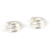 925 Ayar Gümüş Oluklu Tektaş Küpe thumbnail 2