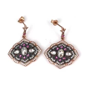 925 Ayar Gümüş Elmas Görünümlü Zirkon Taşlı Küpe, Dörtgen thumbnail 1