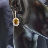 925 Ayar Gümüş Oval Zultanit Taşlı Çift Sıra Zirkonu Küpe thumbnail 2