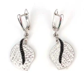 925 Ayar Gümüş Beyaz Zirkon Taşlı Yaprak Model Küpe thumbnail 1