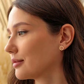 925 Ayar Gümüş Halka Küpe, Sarı thumbnail 1