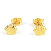 925 Ayar Gümüş İstiridye Model Küpe, Sarı thumbnail 2