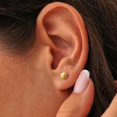 925 Ayar Gümüş İstiridye Model Küpe, Sarı thumbnail 1