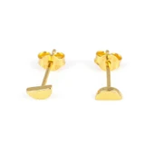 925 Ayar Gümüş Yarım Yuvarlak Küpe, Sarı thumbnail 3