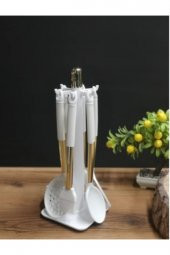 Arow Celina Stantlı 7 Parça Silikon Mutfak Gereç Seti Beyaz TR-2660 - 1