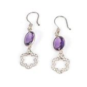 925 Ayar Gümüş Ametist Ve Zirkon Taşlı Küpe thumbnail 2