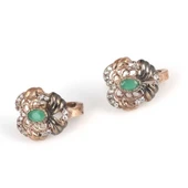 925 Ayar Gümüş Sentetik Zümrüt Ve Zirkon Taşlı Küpe thumbnail 1