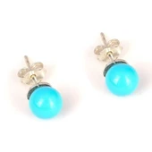 925 Ayar Gümüş 6 Mm Firuze Toplu Küpe thumbnail 1