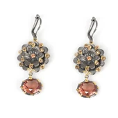 925 Ayar Gümüş Peridot Ve Turuncu Taşlı Çiçekli Elişi Küpe thumbnail 1