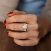 925 Ayar Gümüş 3 Sıra Burma Yüzük thumbnail 7