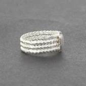 925 Ayar Gümüş 3 Sıra Burma Yüzük thumbnail 4