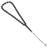 925 Ayar Gümüş Püsküllü Arpa Kesim Oltu Taşı Tesbih thumbnail 2