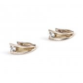 925 Ayar Gümüş J Küpe Tektaşlı - 1