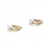 925 Ayar Gümüş J Küpe Tektaşlı - 3