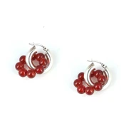 925 Ayar Gümüş Kalın Halka Akik Taşı Küpe thumbnail 4