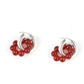 925 Ayar Gümüş Kalın Halka Akik Taşı Küpe thumbnail 3