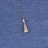 925 Ayar Gümüş Tektaş V Model Kolye thumbnail 2