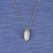 925 Ayar Gümüş Oval Tektaş Kolye thumbnail 2