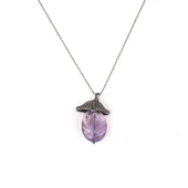 925 Ayar Gümüş Fasetli Ametist Kolye thumbnail 3