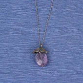 925 Ayar Gümüş Fasetli Ametist Kolye thumbnail 2