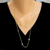 925 Ayar Gümüş Taşlı Forse Zincir Uzun Kolye thumbnail 1