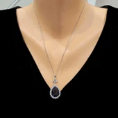 925 Ayar Gümüş Damla Zultanit Taşlı Anturaj Kolye thumbnail 1