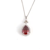 925 Ayar Gümüş Damla Garnet Taşlı Anturaj Kolye thumbnail 2
