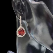 925 Ayar Gümüş Damla Garnet Taşlı Anturaj Küpe thumbnail 2