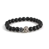 925 Ayar Gümüş Boncuklu Lav Taşı Bileklik thumbnail 5