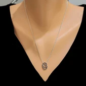 925 Ayar Gümüş Oniks Taşlı Çift Halkalı Kolye thumbnail 1