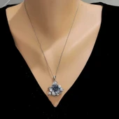 925 Ayar Gümüş Oksitli Çiçek Kolye Ucu thumbnail 1