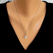 925 Ayar Gümüş Küçük Damla Zirkon Taşlı Kolye thumbnail 1