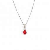 925 Ayar Gümüş Damla Sentetik Yakut Taşlı Kolye - 3