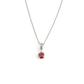 925 Ayar Gümüş Yuvarlak Küçük Boy Sentetik Yakut Taşlı Kolye thumbnail 2