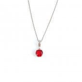 925 Ayar Gümüş Yuvarlak Büyük Boy Sentetik Yakut Taşlı Kolye - 2