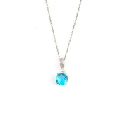 925 Ayar Gümüş Yuvarlak Büyük Boy Akuamarin Taşlı Kolye thumbnail 2