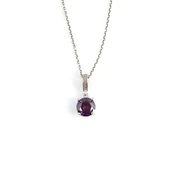 925 Ayar Gümüş Yuvarlak Büyük Boy Ametist Taşlı Kolye thumbnail 2