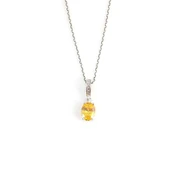 925 Ayar Gümüş Oval Küçük Boy Sarı Sitrin Taşlı Kolye thumbnail 2