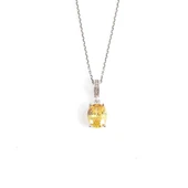 925 Ayar Gümüş Oval Büyük Boy Sarı Sitrin Taşlı Kolye thumbnail 2