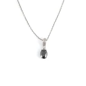 925 Ayar Gümüş Oval Küçük Boy Siyah Oniks Taşlı Kolye thumbnail 2