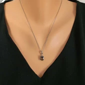 925 Ayar Gümüş Oval Büyük Boy Mistik Topaz Taşlı Kolye thumbnail 1