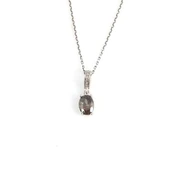 925 Ayar Gümüş Oval Küçük Boy Mistik Topaz Taşlı Kolye thumbnail 2