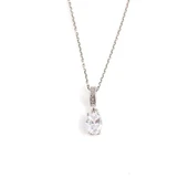 925 Ayar Gümüş Oval Küçük Boy Zirkon Taşlı Kolye thumbnail 2