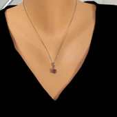 925 Ayar Gümüş Yuvarlak Büyük Boy Zultanit Taşlı Kolye thumbnail 1