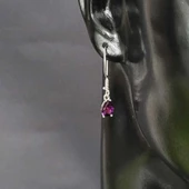 925 Ayar Gümüş Damla Ametist Küçük Boy Küpe thumbnail 2