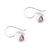 925 Ayar Gümüş Damla Ametist Küçük Boy Küpe thumbnail 1