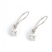 925 Ayar Gümüş Damla Zirkon Küçük Taşlı Küpe - 1